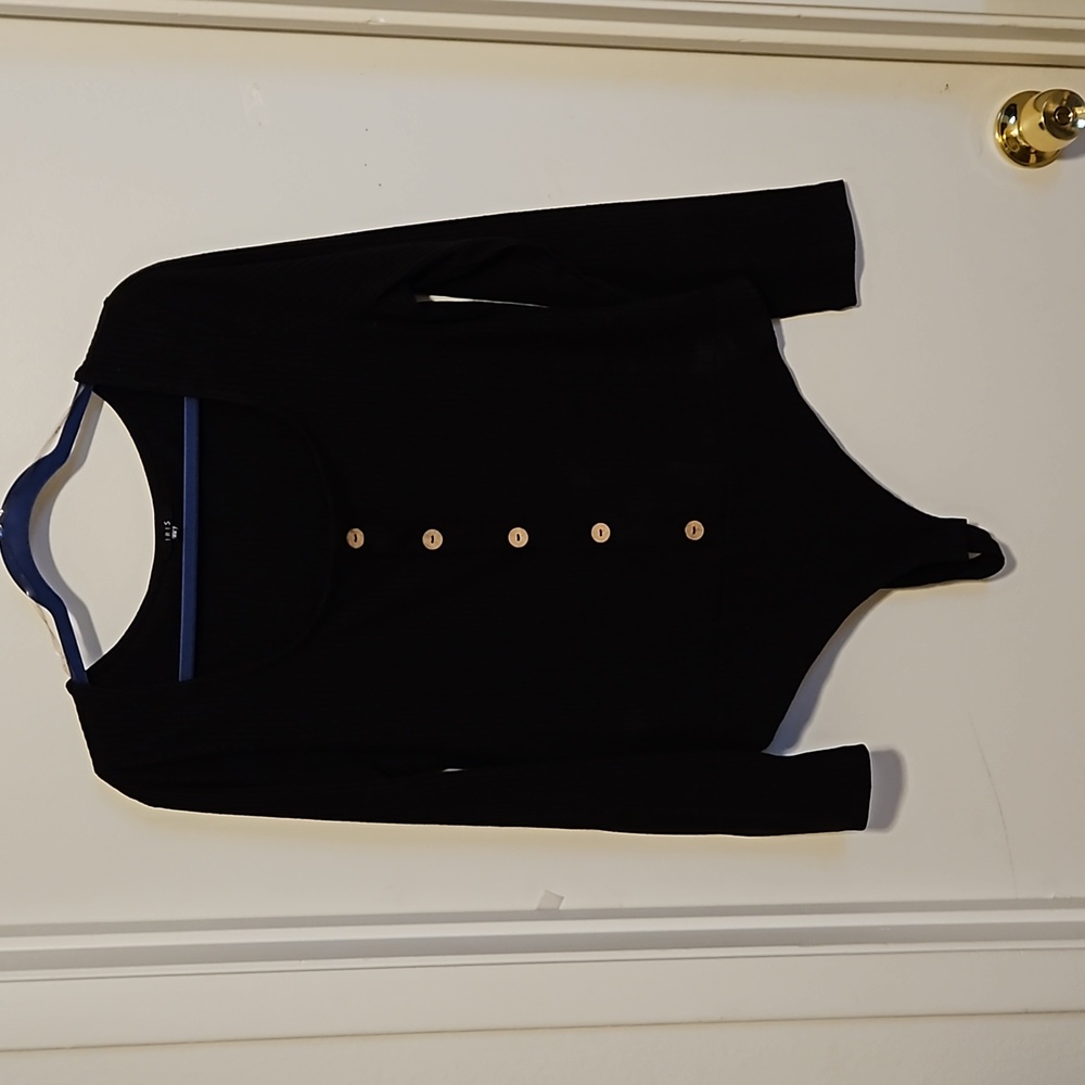 Womens 2x black knit thong bodysuit long sleeves